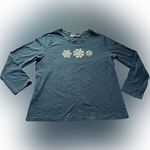 Jason Maxwell Teal Snowflake Long Sleeve Tee